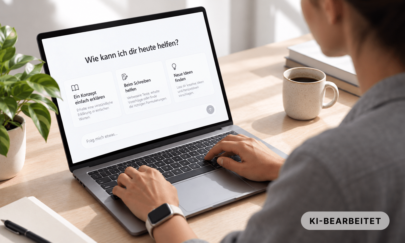 Ein Laptop, auf dem eine KI geöffnet ist.